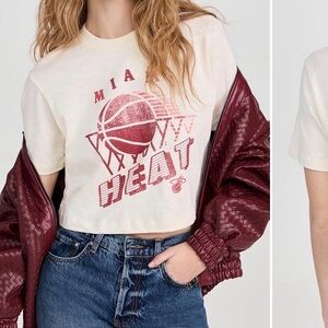 Junk Food Miami Heat Graphic Crop Tee and Lele Sadoughi Embellished Headband